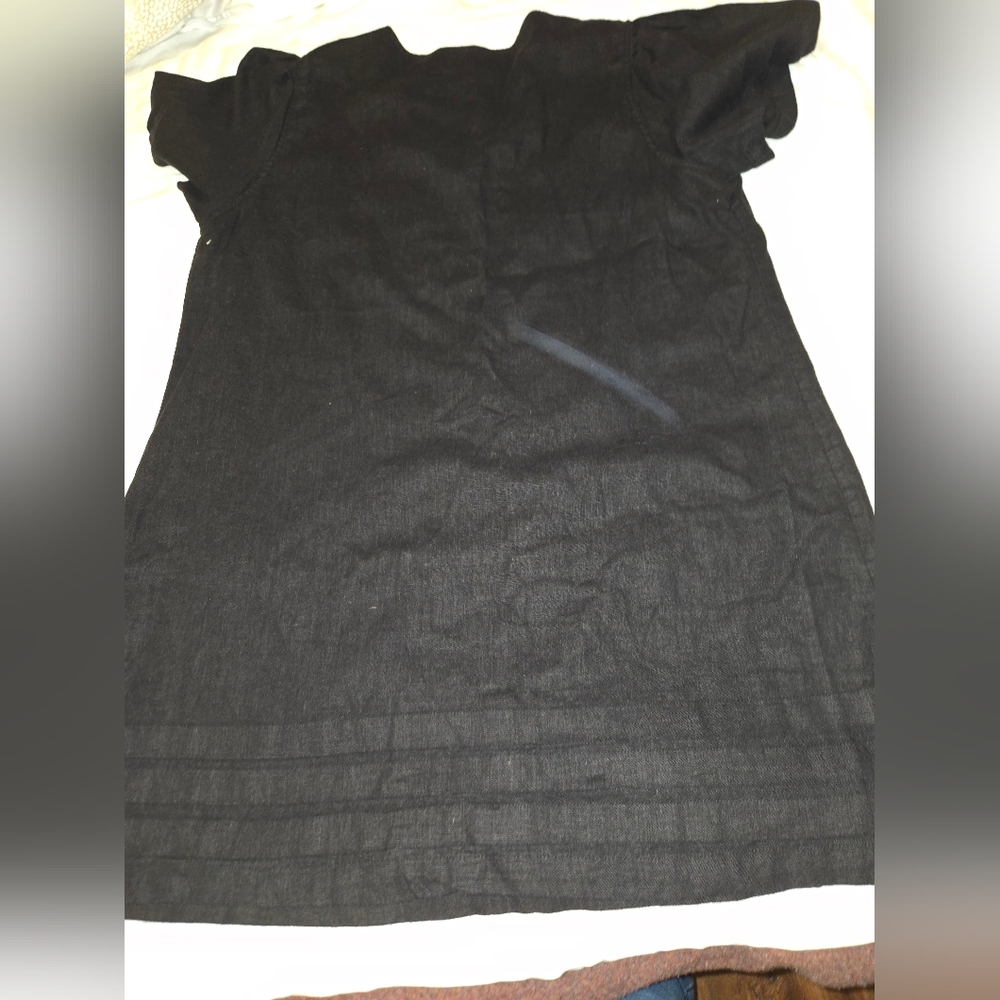 Original By Nicole Miller Linen Blend Short Dress In Black Vertical Pleating XXL - Picture 8 of 8